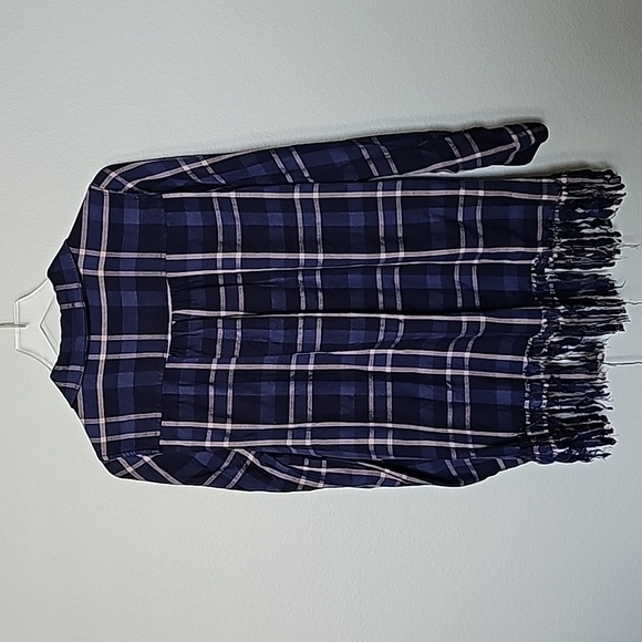 Lane Bryant plaid fringe button front 14/16 long sleeve top - Picture 7 of 7